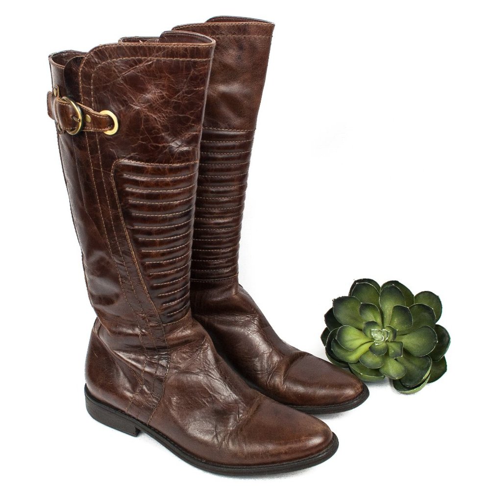 Carlos Santana | Momentum Brown Leather Tall Boots